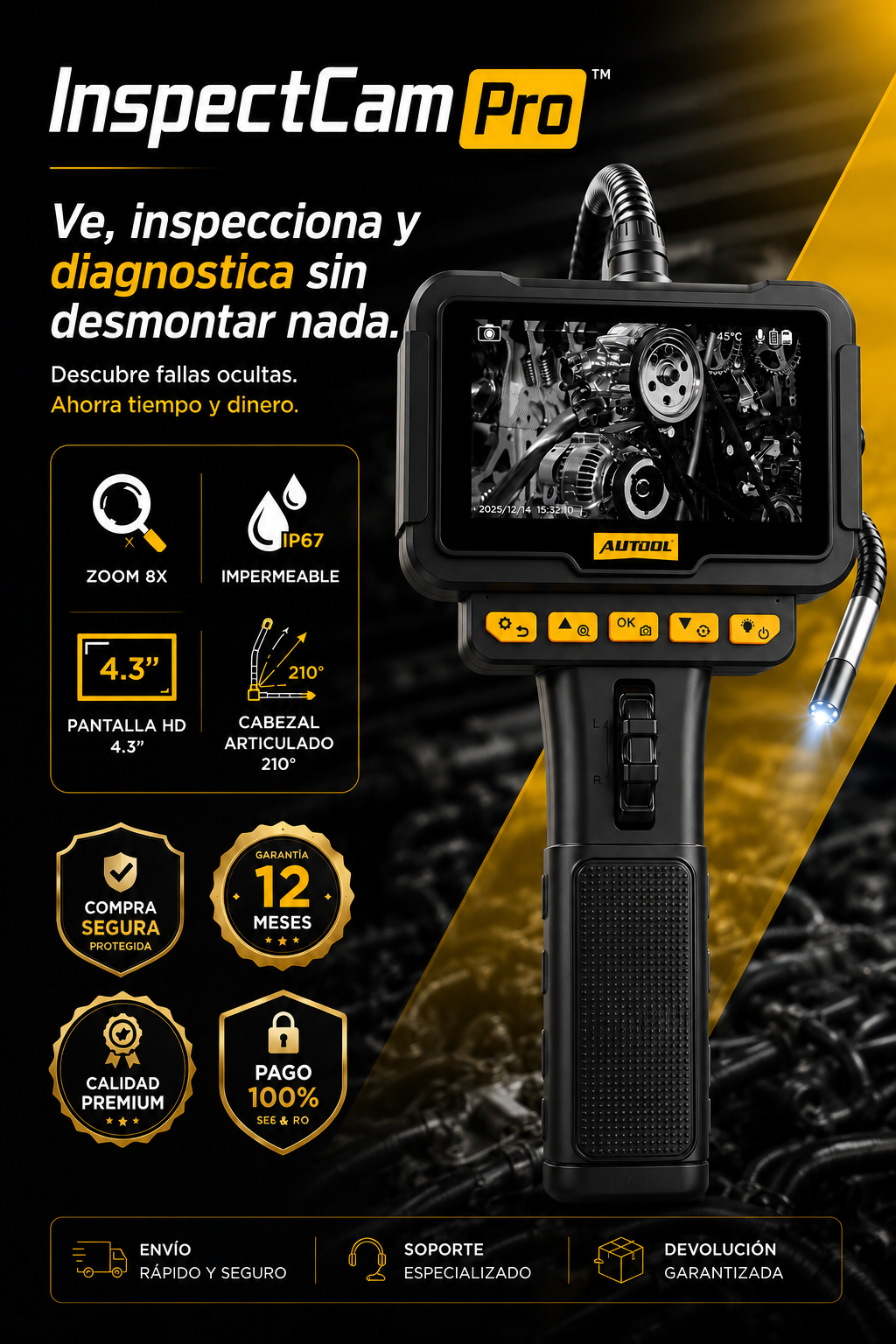 InspectCam Pro™ | Cámara de Inspección Articulada HD