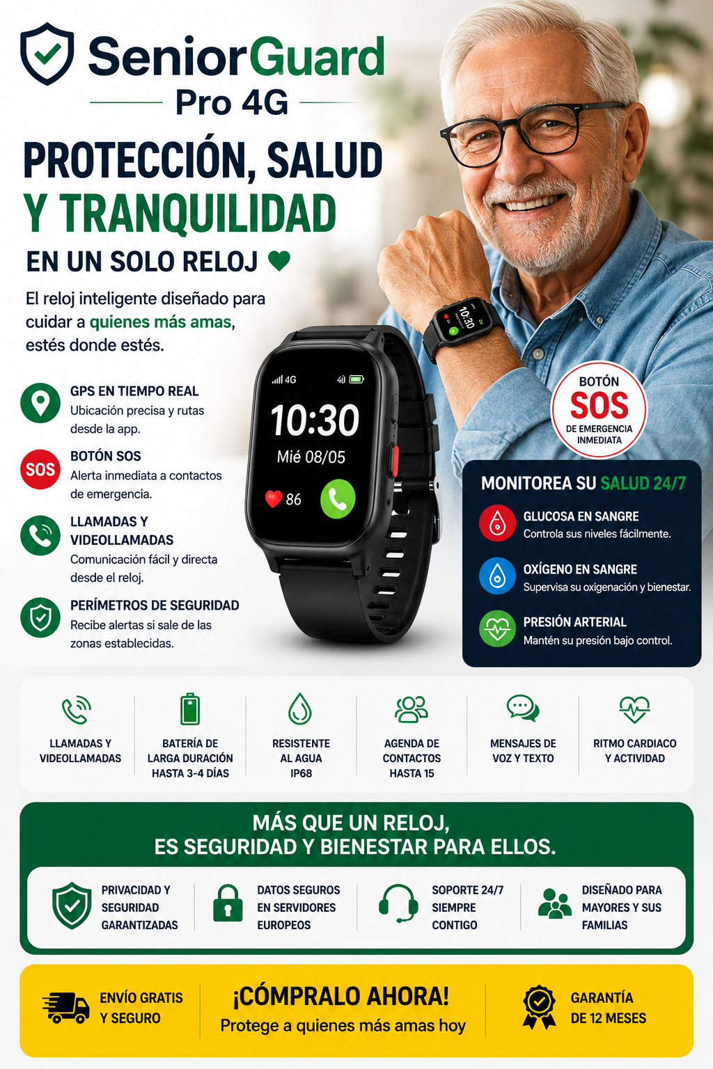 🚨SeniorGuard Pro 4G – Protección y tranquilidad para los que más amas👵📍
