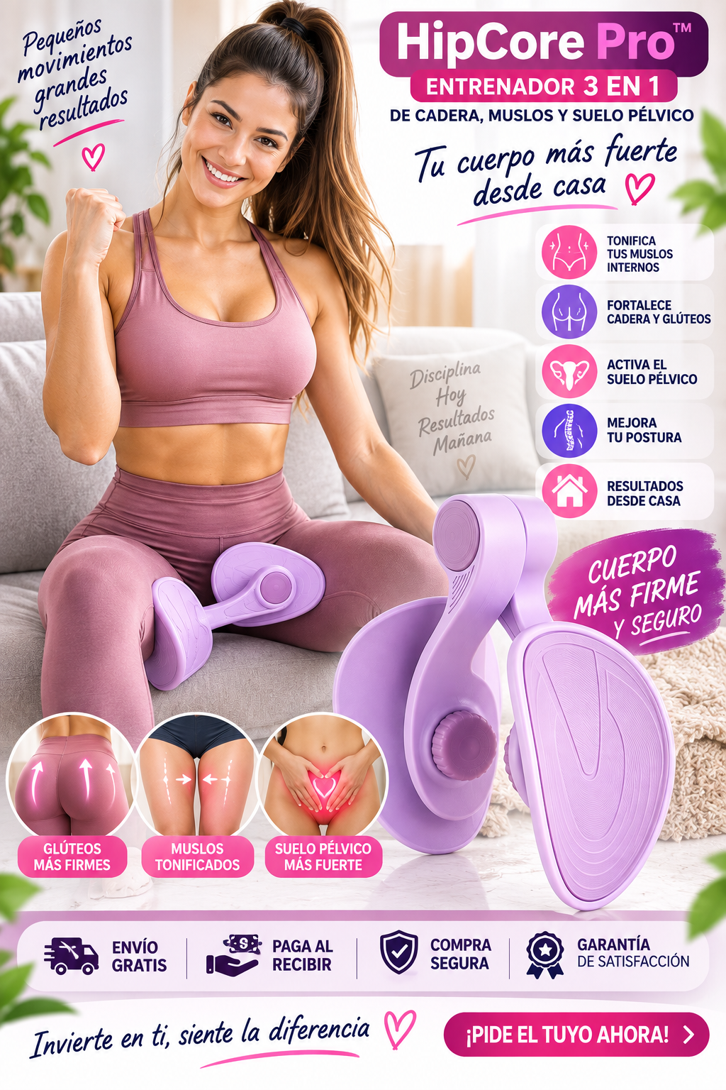 🔥 HipCore Pro™ Entrenador 3 en 1 de Cadera, Muslos y Suelo Pélvico