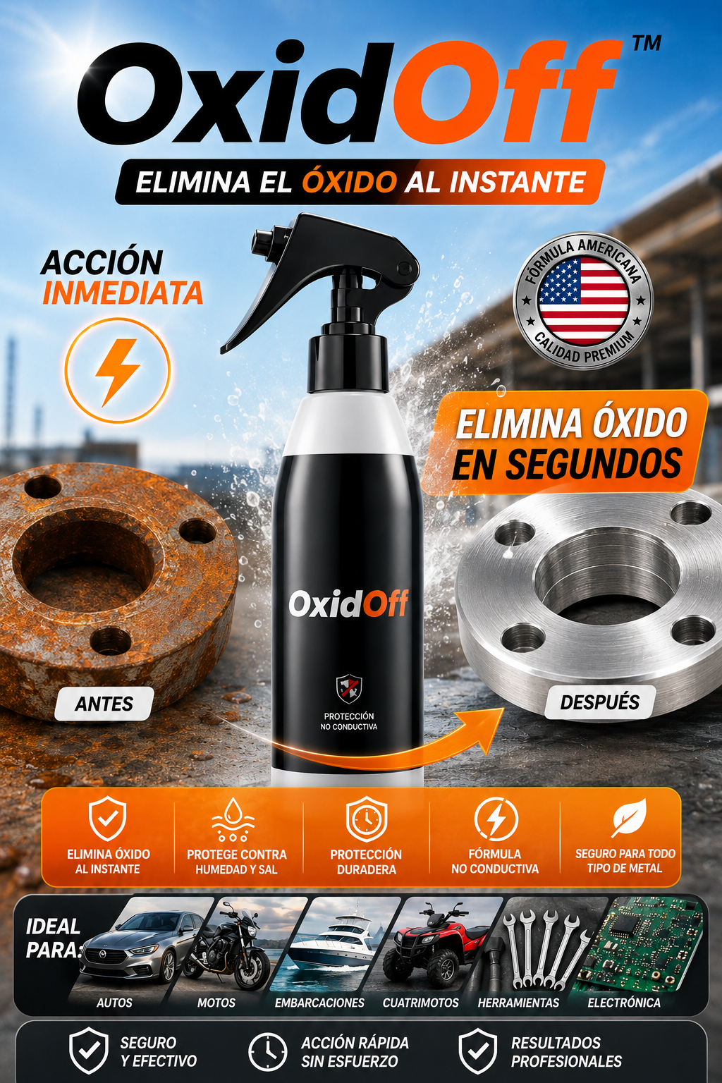 OxidOff™ — Elimina el óxido al instante.
