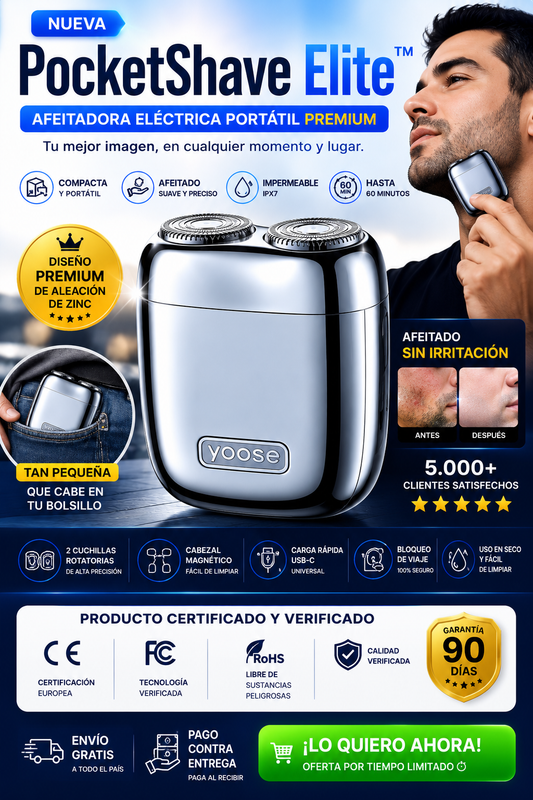 PocketShave Elite™ Afeitadora Eléctrica Portátil Premium