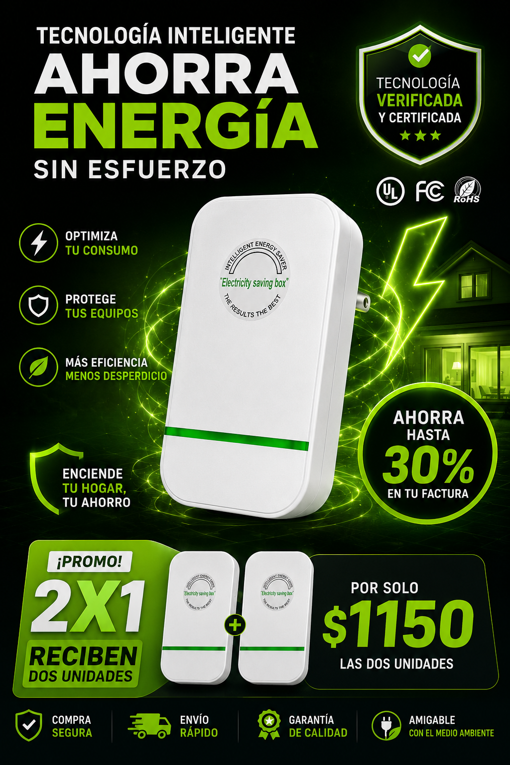 SmartWatt Pro™ – Dispositivo Inteligente de Ahorro de Energía (Pack 2)