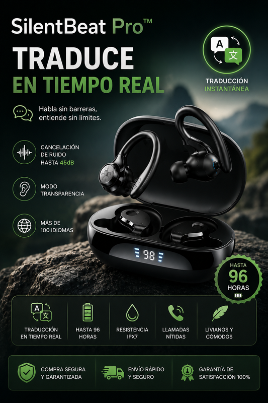 SilentBeat Pro™ | Auriculares Bluetooth con Traductor y Cancelación de Ruido