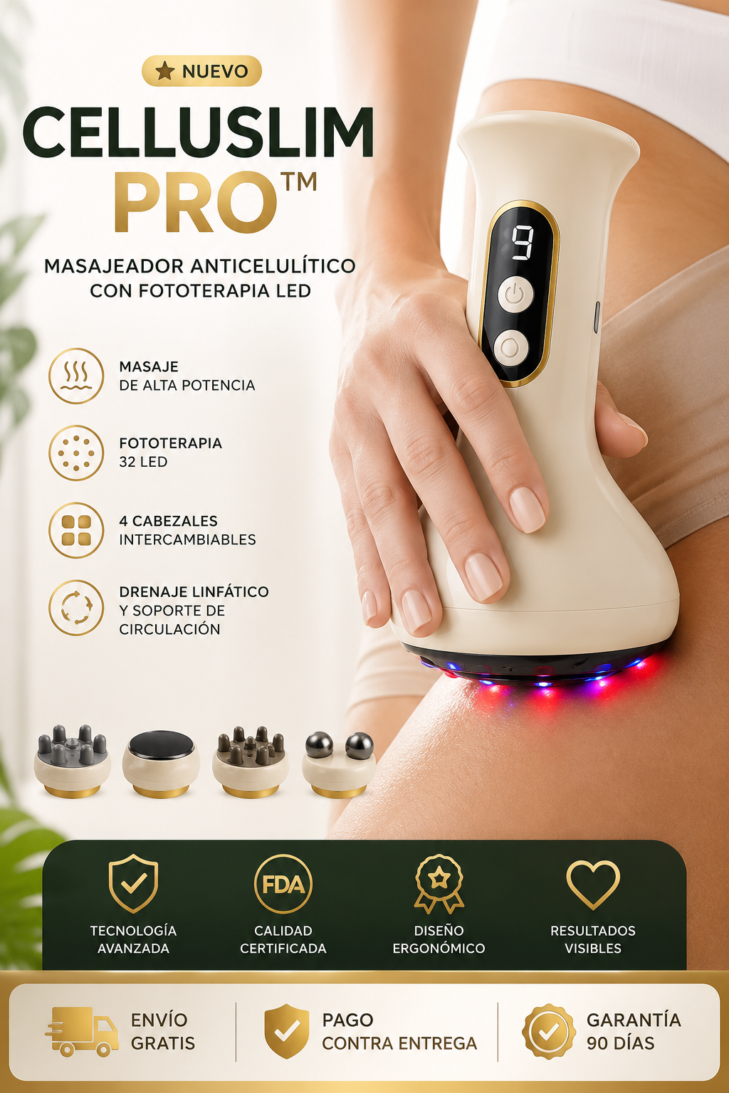 CELLUSLIM PRO™ Masajeador Anticelulítico con Fototerapia LED