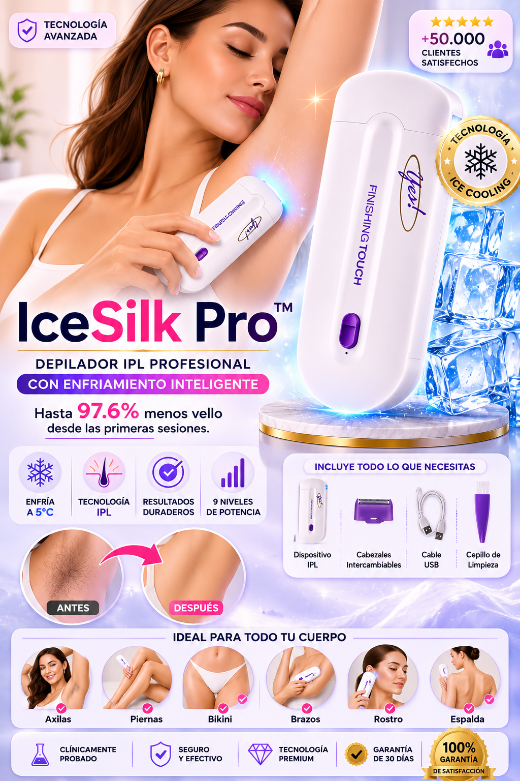 IceSilk Pro™ | Depilador IPL Profesional con Enfriamiento Inteligente