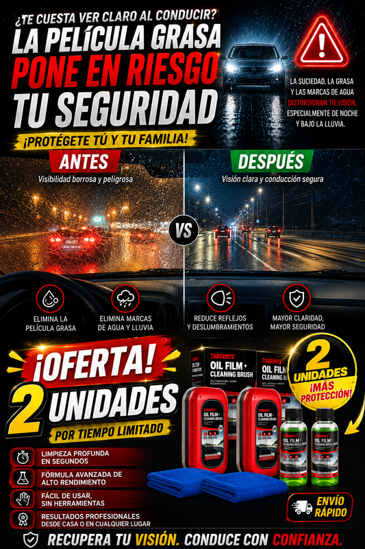 UltraVision Glass™ (PACK 2 UNIDADES)✨Removedor de Grasa y Manchas para Parabrisas 🚗💦