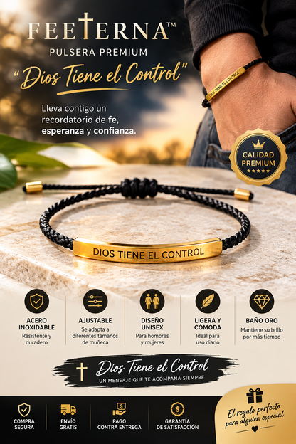 FEETERNA™  Pulsera Premium “Dios Tiene el Control” 🙏✨